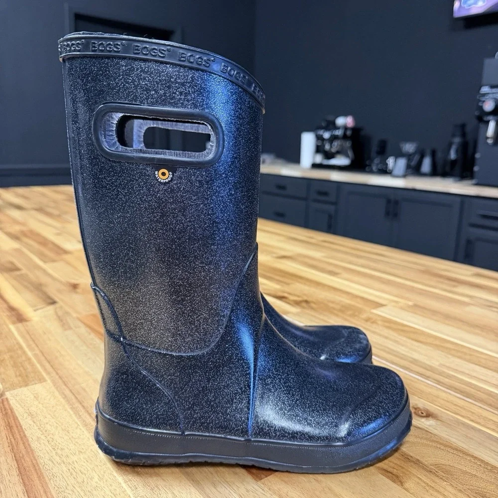 BOGS Kids Rainboot Glitter Black 72399-011 Size 4 Waterproof